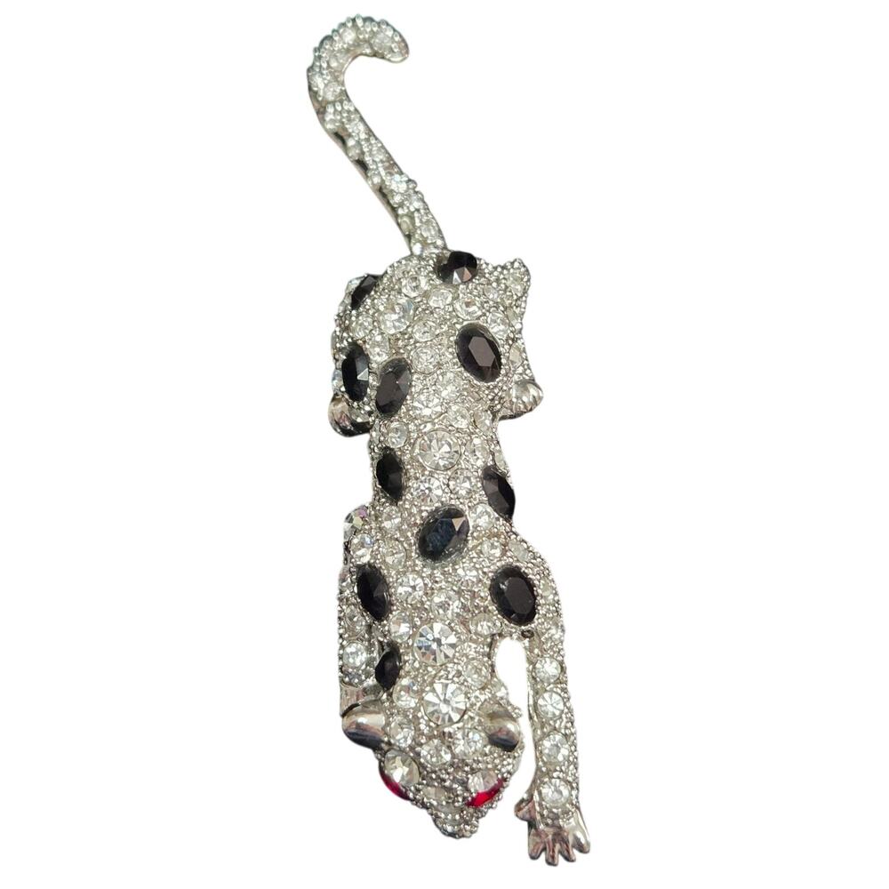 Kenneth Jay Lane (KJL) Vintage Jaguar Panther Leopard Vintage Brooch Tail Wags/M